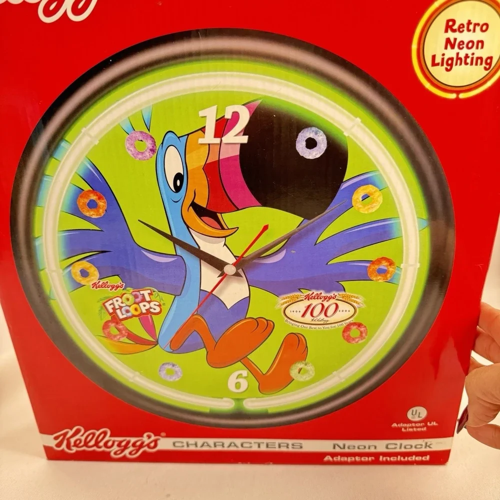 NEW‎ Kellogg's Froot Loops Toucan Sam Neon Wall Clock 100th Anniversary